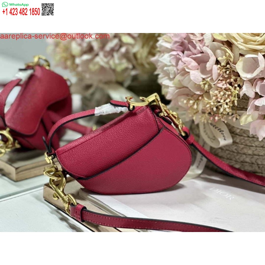 Replica Dior S5685 Mikrosatulalaukku, Jossa Hihna Tulipunainen Vuohennahka