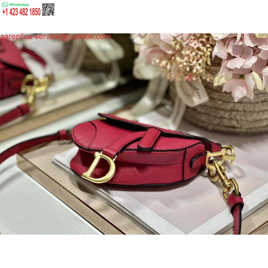 Replica Dior S5685 Mikrosatulalaukku, Jossa Hihna Tulipunainen Vuohennahka