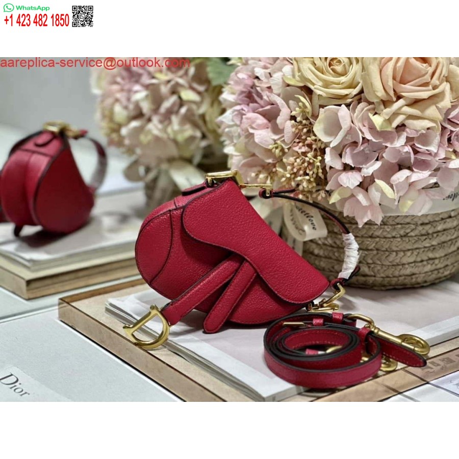 Replica Dior S5685 Mikrosatulalaukku, Jossa Hihna Tulipunainen Vuohennahka