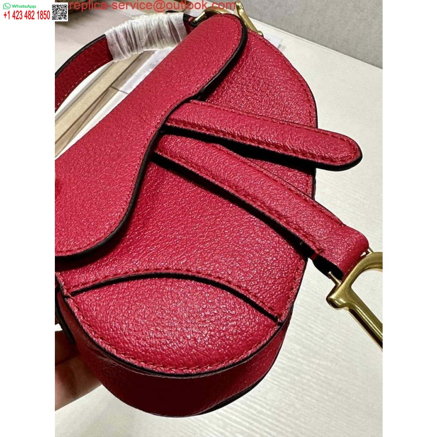 Replica Dior S5685 Mikrosatulalaukku, Jossa Hihna Tulipunainen Vuohennahka