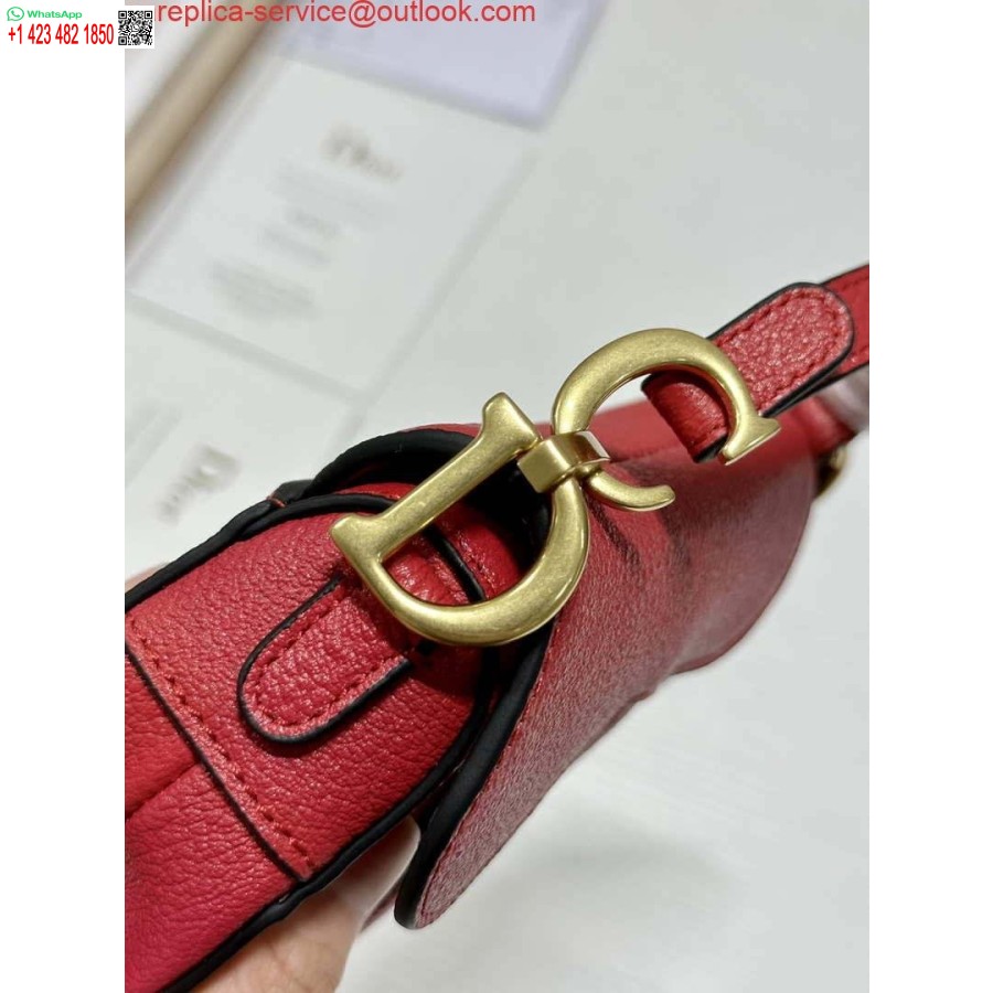 Replica Dior S5685 Mikrosatulalaukku, Jossa Hihna Tulipunainen Vuohennahka