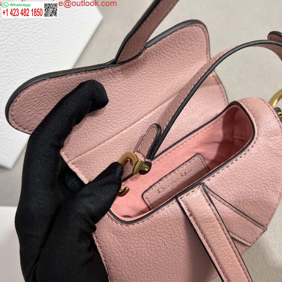 Replica Dior S5685 Mikrosatulalaukku, Jossa Hihna Tulipunainen Vaaleanpunainen Vuohennahka