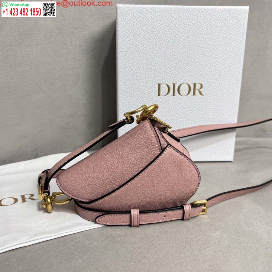 רפליקה Dior S5685 תיק אוכף מיקרו עם רצועה ארגמן עור עיזים ורוד