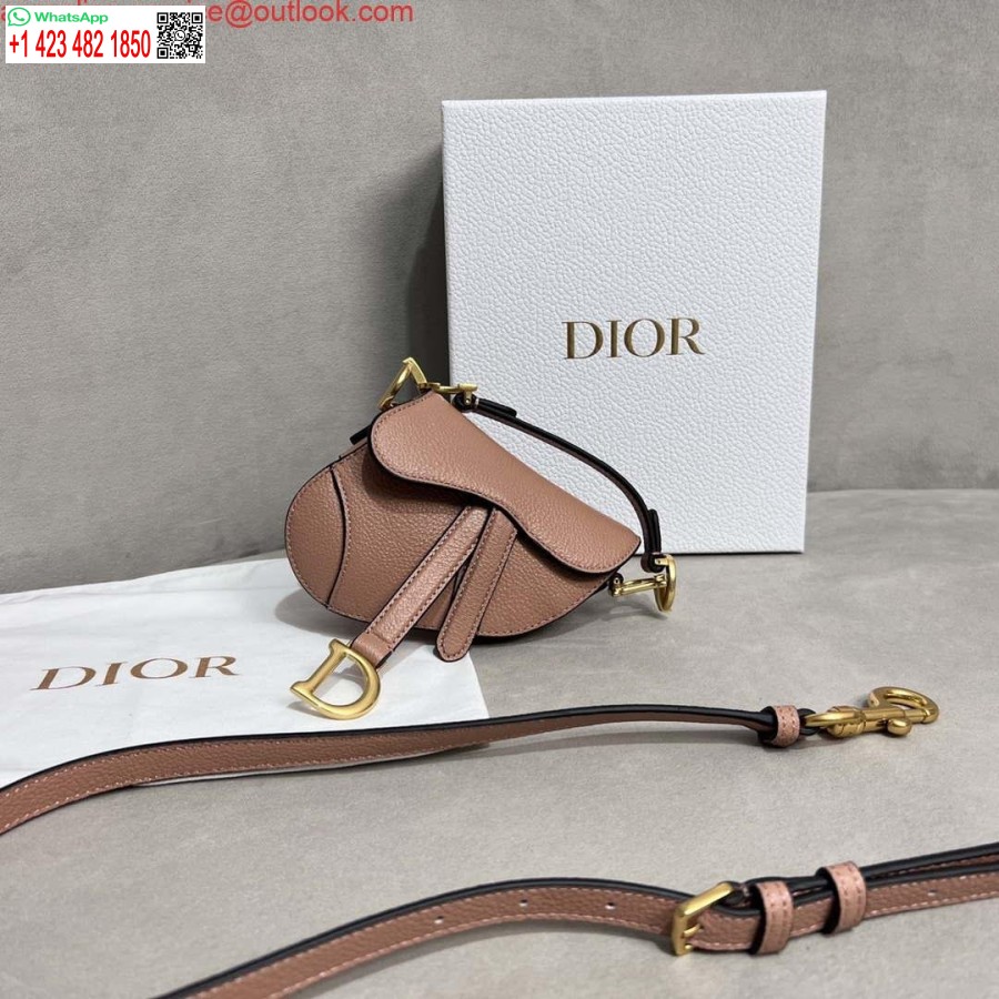 Replica Dior S5685 Micro Zadeltas Met Riem Scharlaken Nude Geitenleer