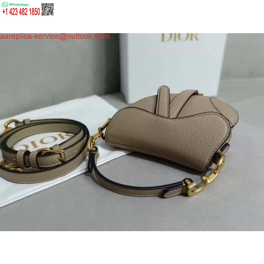 Replica Dior S5685 Micro Zadeltas Met Riem Scharlaken Lichtgrijs Geitenleer