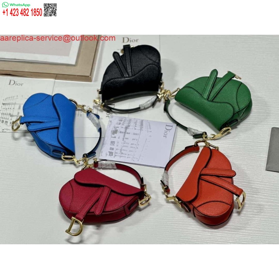 Replica Dior S5685 Micro Zadeltas Met Riem Scharlakengroen Geitenleer