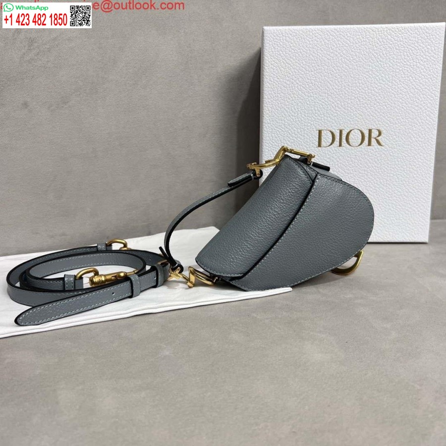 Replica Borsa Da Sella Micro Dior S5685 Con Cinturino In Pelle Di Capra Grigio Scarlatto