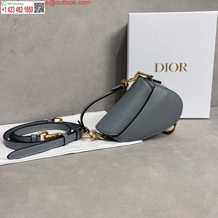Replica Dior S5685 Micro Zadeltas Met Riem Scharlakengrijs Geitenleer
