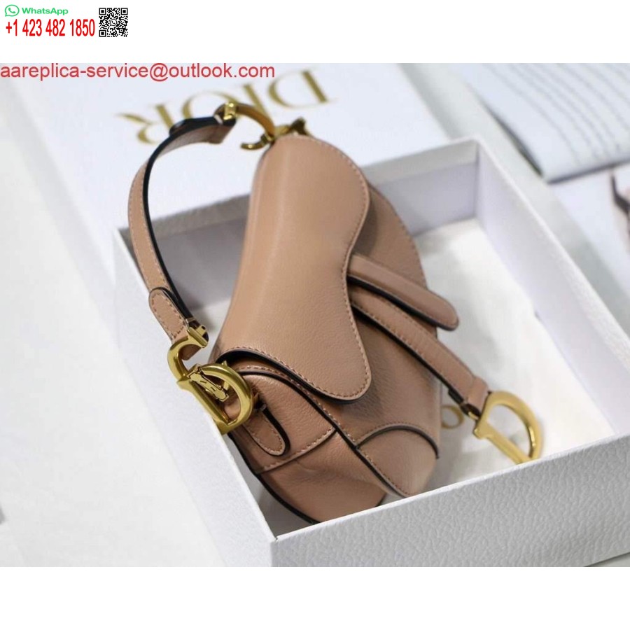 Replica Dior M6008 Laukku Satula Super Mini Laukku Lehmännahkainen Nahka Vaaleanpunainen