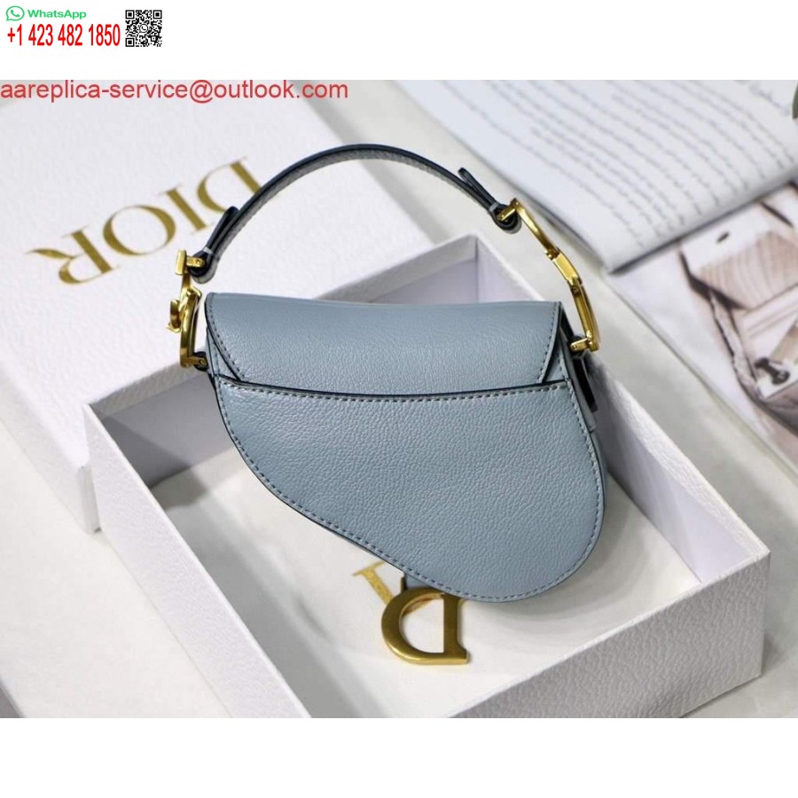 Replica Dior M6008 Laukku Satula Super Mini Laukku Lehmännahkainen Nahka Vaaleansininen