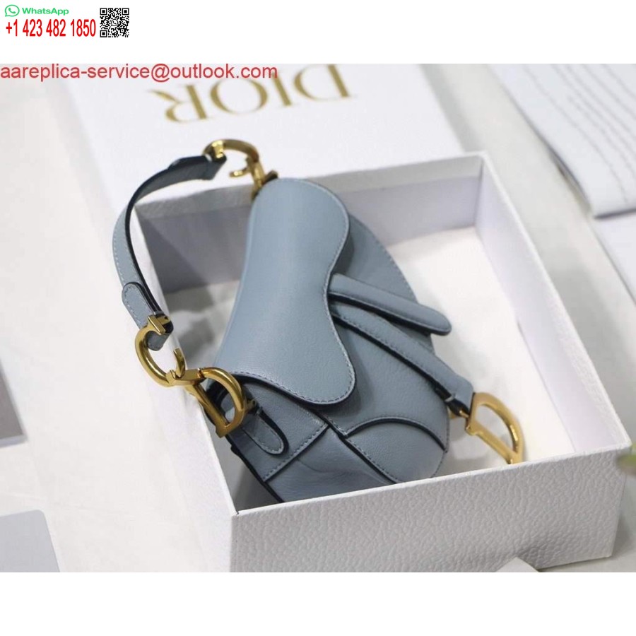 Replica Dior M6008 Laukku Satula Super Mini Laukku Lehmännahkainen Nahka Vaaleansininen