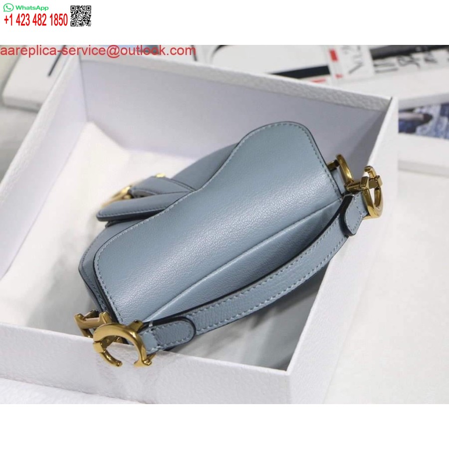 Replica Dior M6008 Laukku Satula Super Mini Laukku Lehmännahkainen Nahka Vaaleansininen