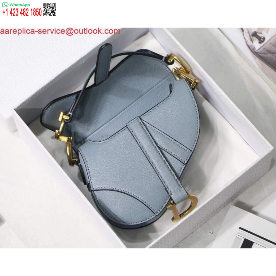 Replica Dior M6008 Laukku Satula Super Mini Laukku Lehmännahkainen Nahka Vaaleansininen