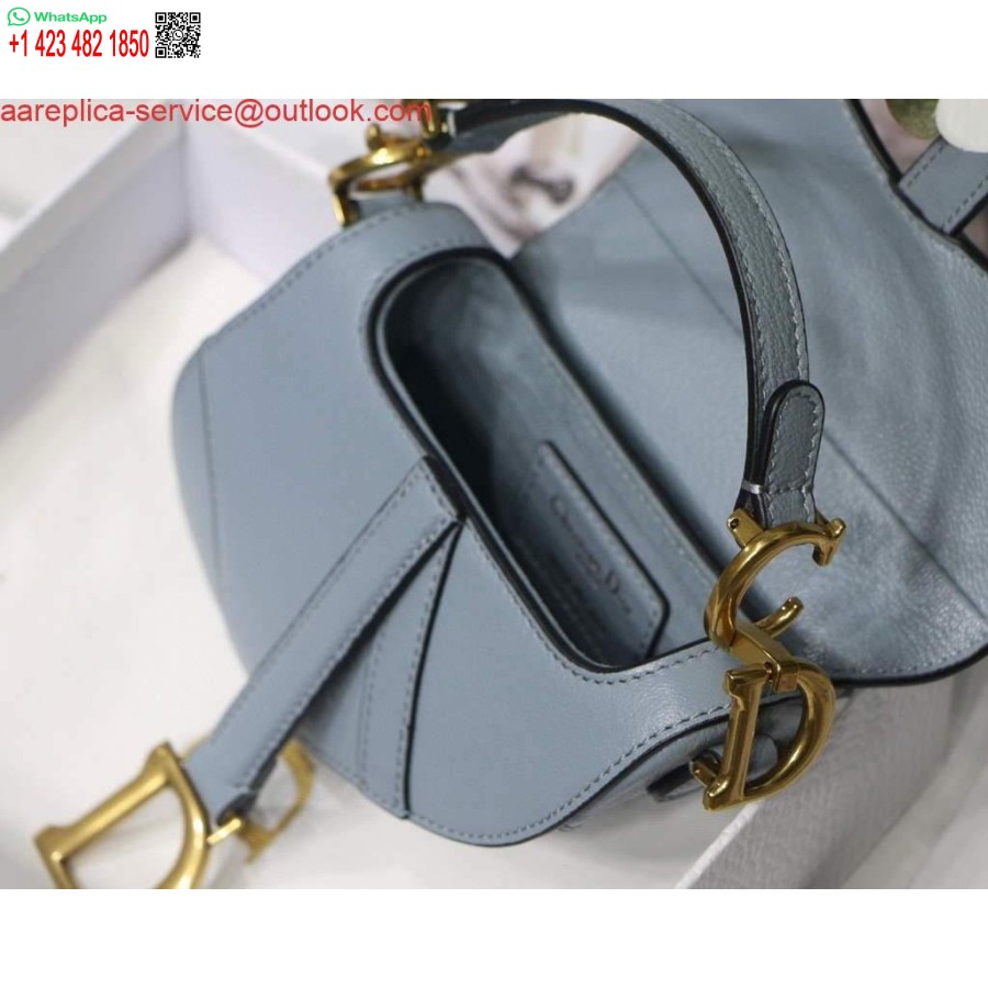 Replica Dior M6008 Laukku Satula Super Mini Laukku Lehmännahkainen Nahka Vaaleansininen