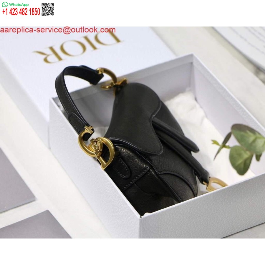 Réplica Dior M6008 Bolsa Sela Super Mini Bolsa Couro Preto