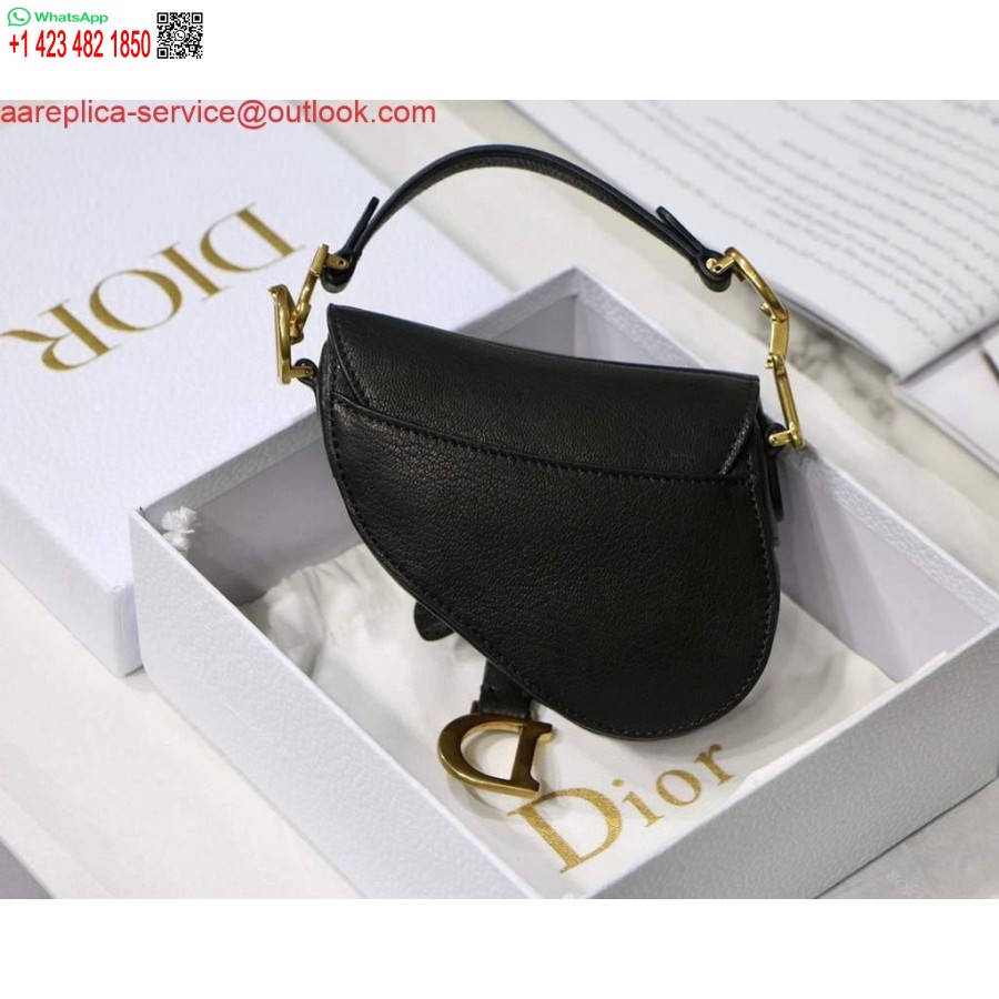 Réplica Dior M6008 Bolsa Sela Super Mini Bolsa Couro Preto