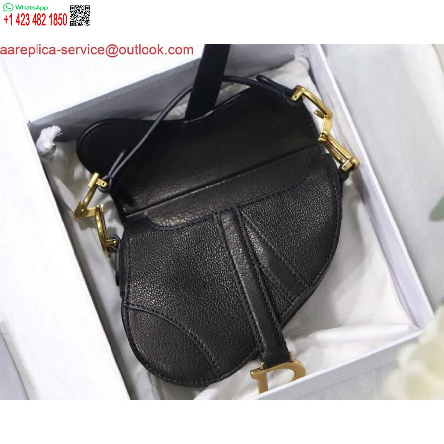 Réplica Dior M6008 Bolsa Sela Super Mini Bolsa Couro Preto