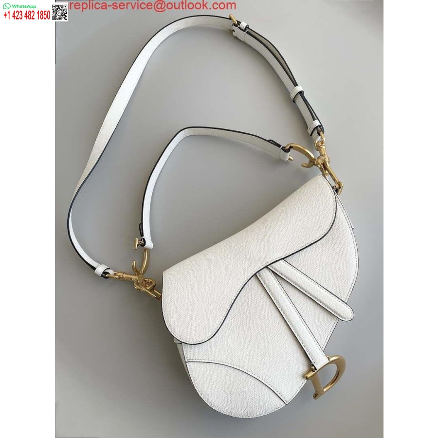 Replica Dior M0455 Zadeltas Met Riem Wit Generfd Kalfsleer