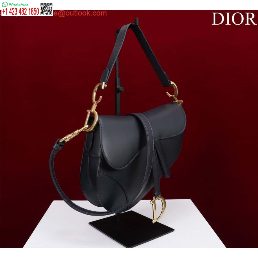Replica Dior M0455 Zadeltas Met Riem Ultramat Kalfsleer Zwart Goud