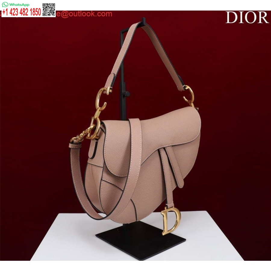 Replica Dior M0455 Zadeltas Met Riem Roze Generfd Kalfsleer