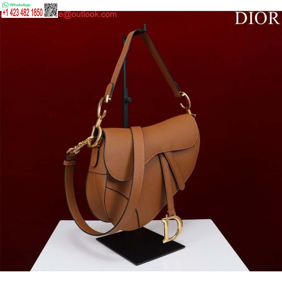 Borsa Da Sella Replica Dior M0455 Con Cinturino In Pelle Di Vitello Granulata Marrone