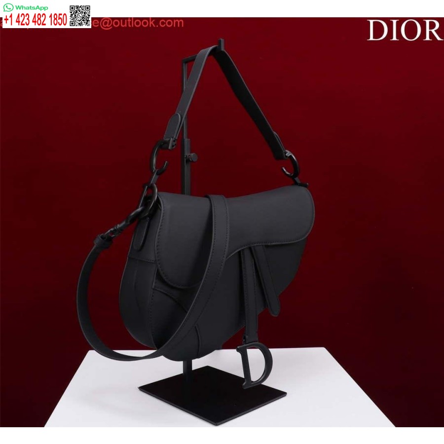 Replica Dior M0455 Sadeltaske Med Strop Sort Ultramat Kalveskind Sort Hardware