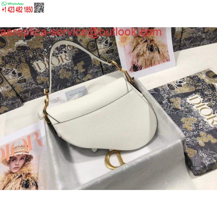 Replica Dior M0446 Borsa Da Sella Dior M0447 Pelle Di Vitello Granulata Bianca