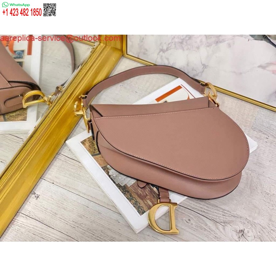 Replica Dior M0446 Dior Zadeltas M0447 Lichtroze Geitenleer Gouden Hardware