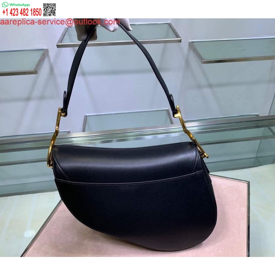 Replica Dior M0446 Dior Zadeltas M0447 Zwarte Geitenleer Gouden Hardware