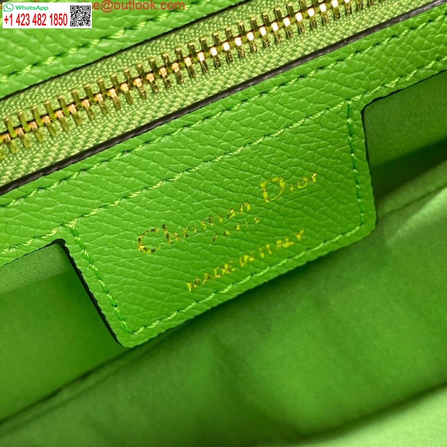 Réplica Dior M0446 Alforja Dior Piel De Becerro Granulada Verde Logotipo Azul