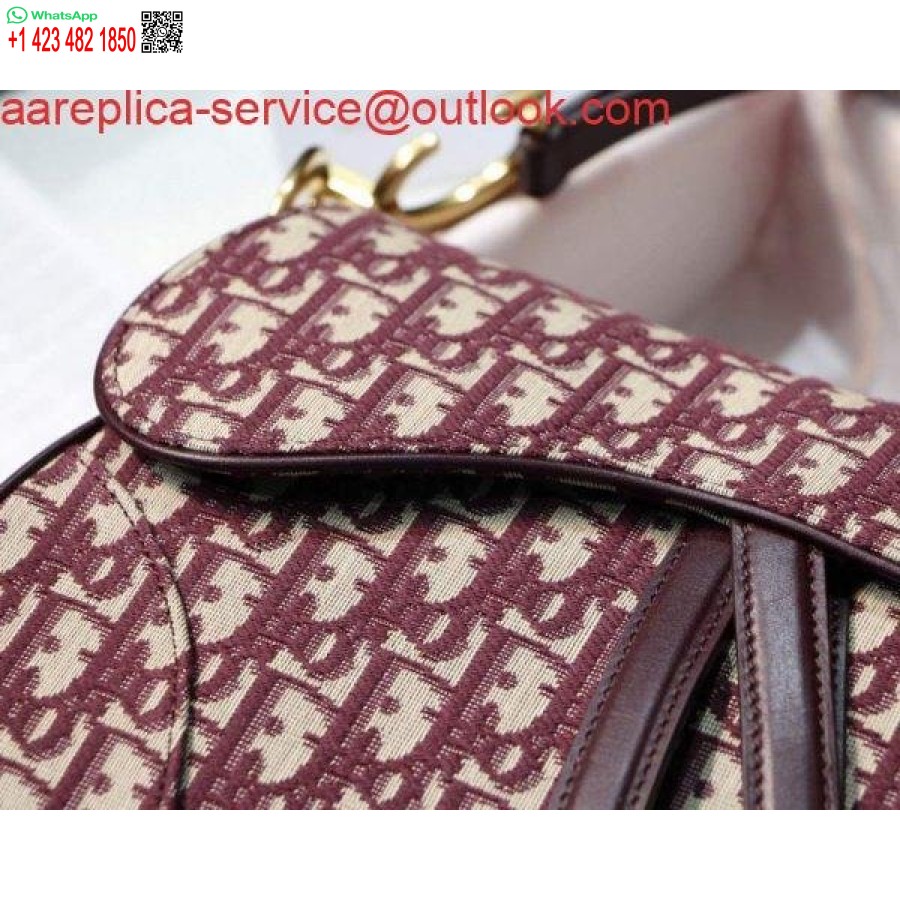 Replica Dior M0446 Geantă şa Dior Burgundy Dior Jacquard Oblic