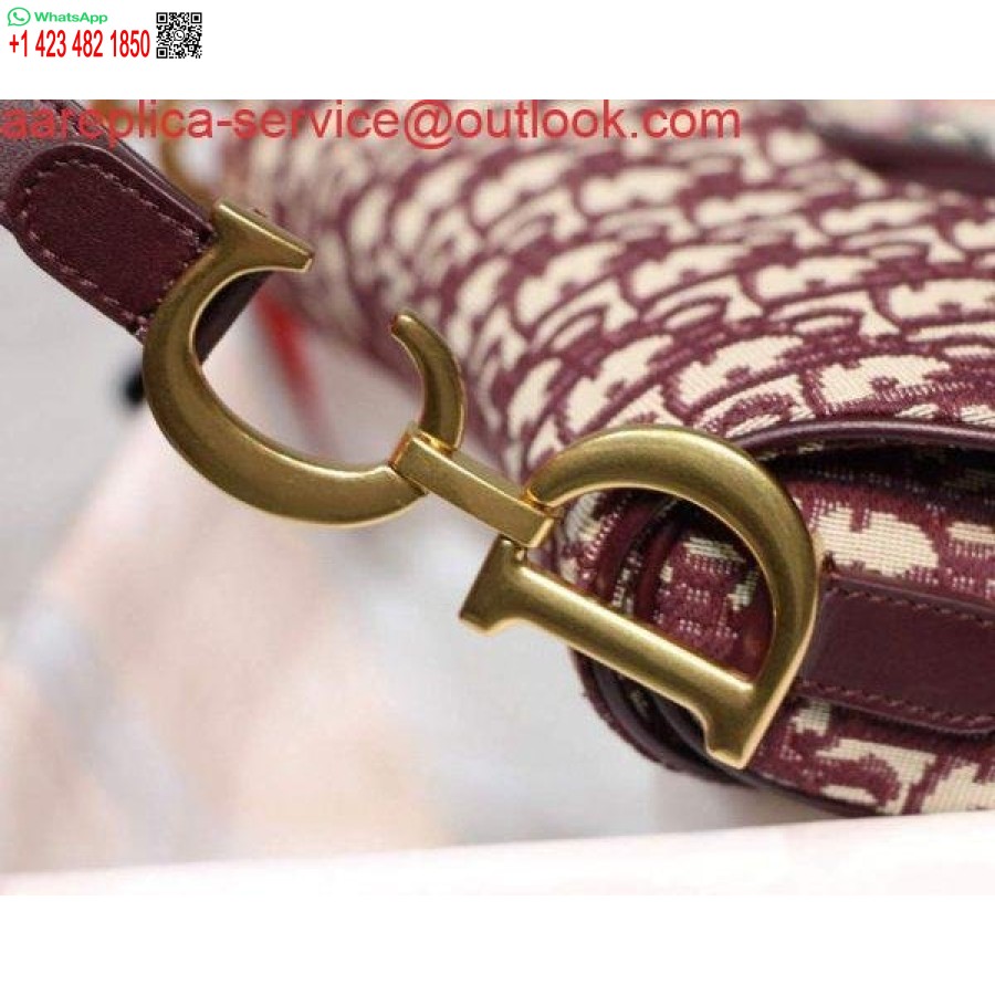Replica Dior M0446 Geantă şa Dior Burgundy Dior Jacquard Oblic