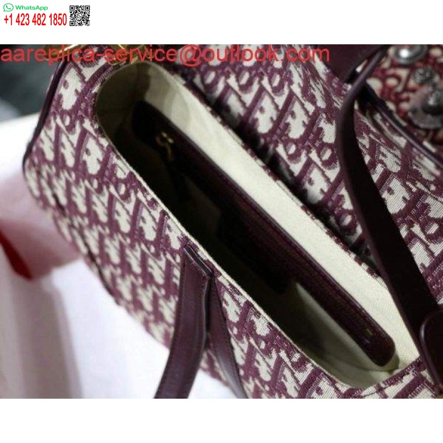 Replica Dior M0446 Geantă şa Dior Burgundy Dior Jacquard Oblic