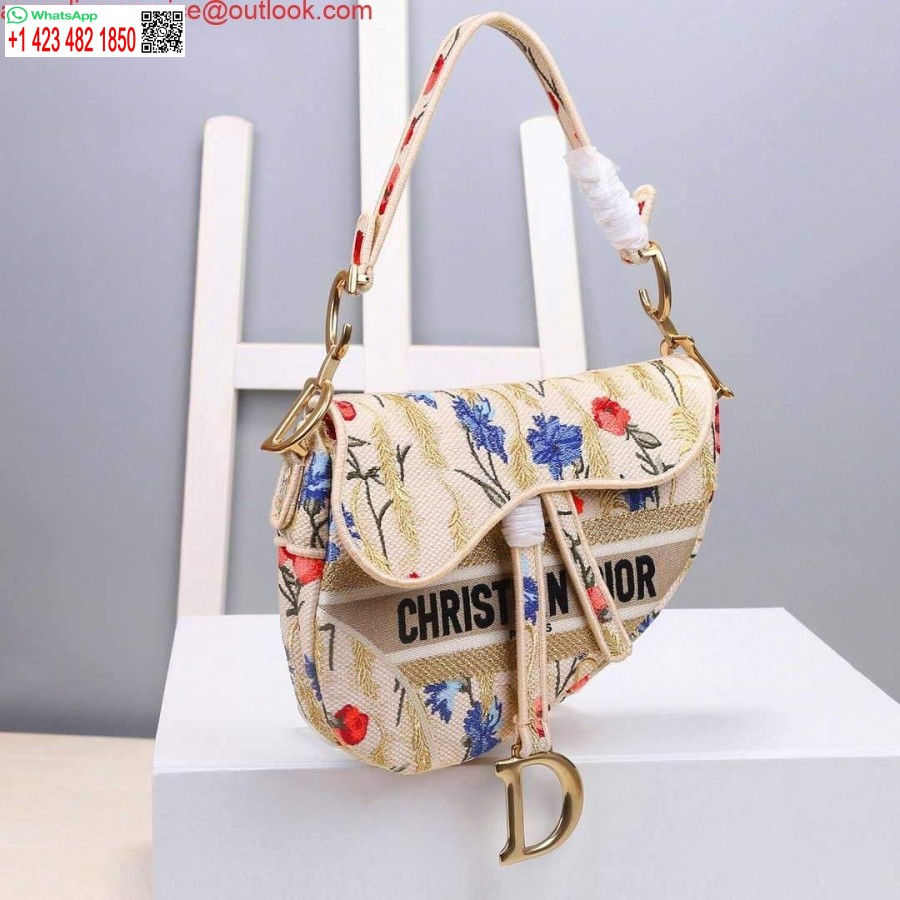Replika Dior M0446 Dior Flerfarvede Blomster Broderi Sadeltaske