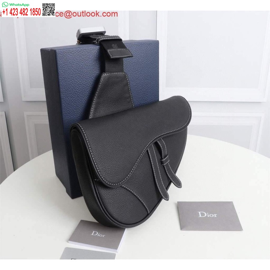 Replica Dior 1adpo093 Sadel Herre Taske Kornet Kalveskind Sort
