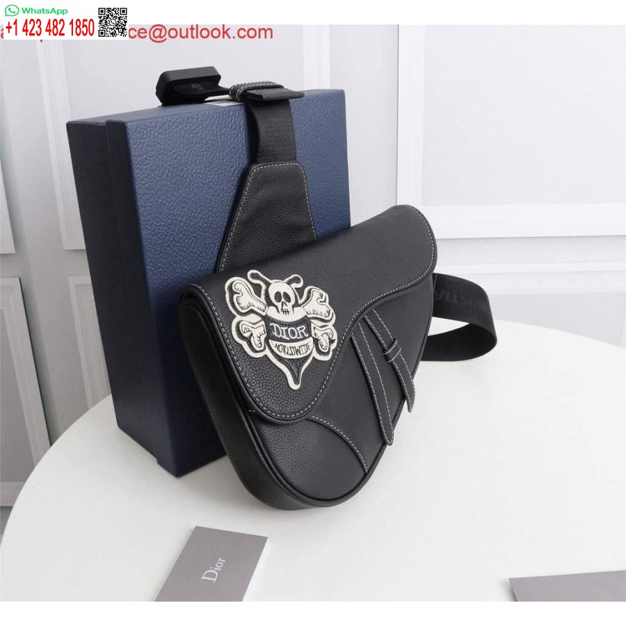 Replica Dior 1adpo093 Sadel Herre Taske Kornet Kalveskind Sort