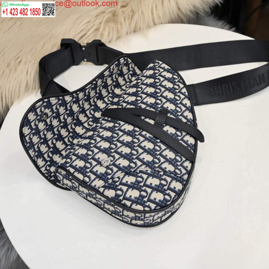 Réplica Dior 1adpo093 Bolso De Hombre Dior Oblique Jacquard Azul Marino