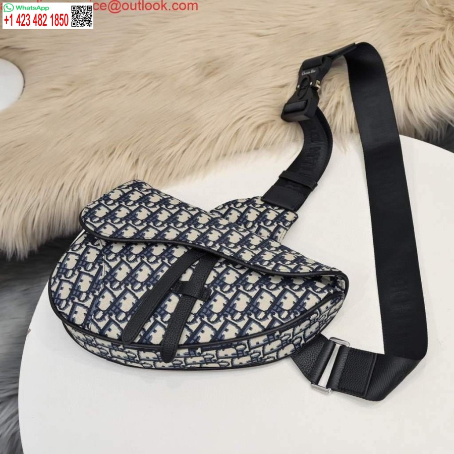 Réplica Dior 1adpo093 Bolso De Hombre Dior Oblique Jacquard Azul Marino