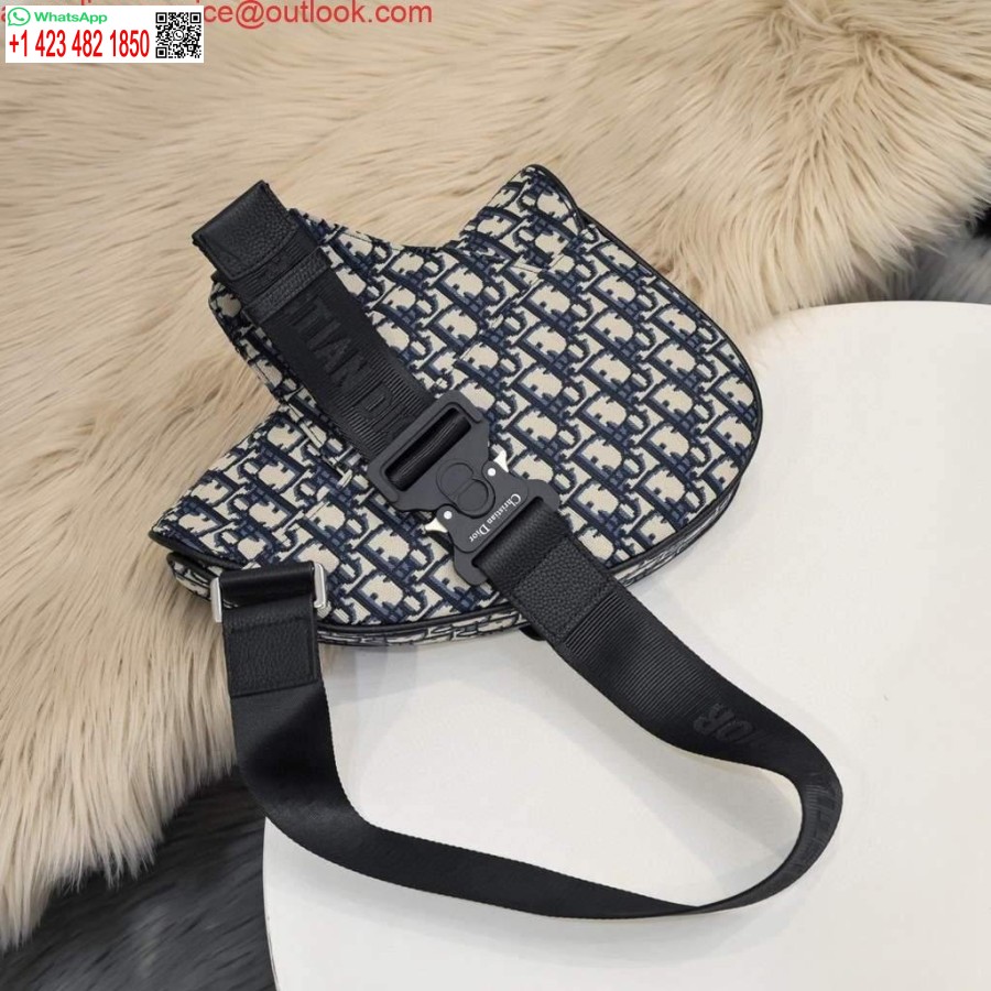 Réplica Dior 1adpo093 Bolso De Hombre Dior Oblique Jacquard Azul Marino