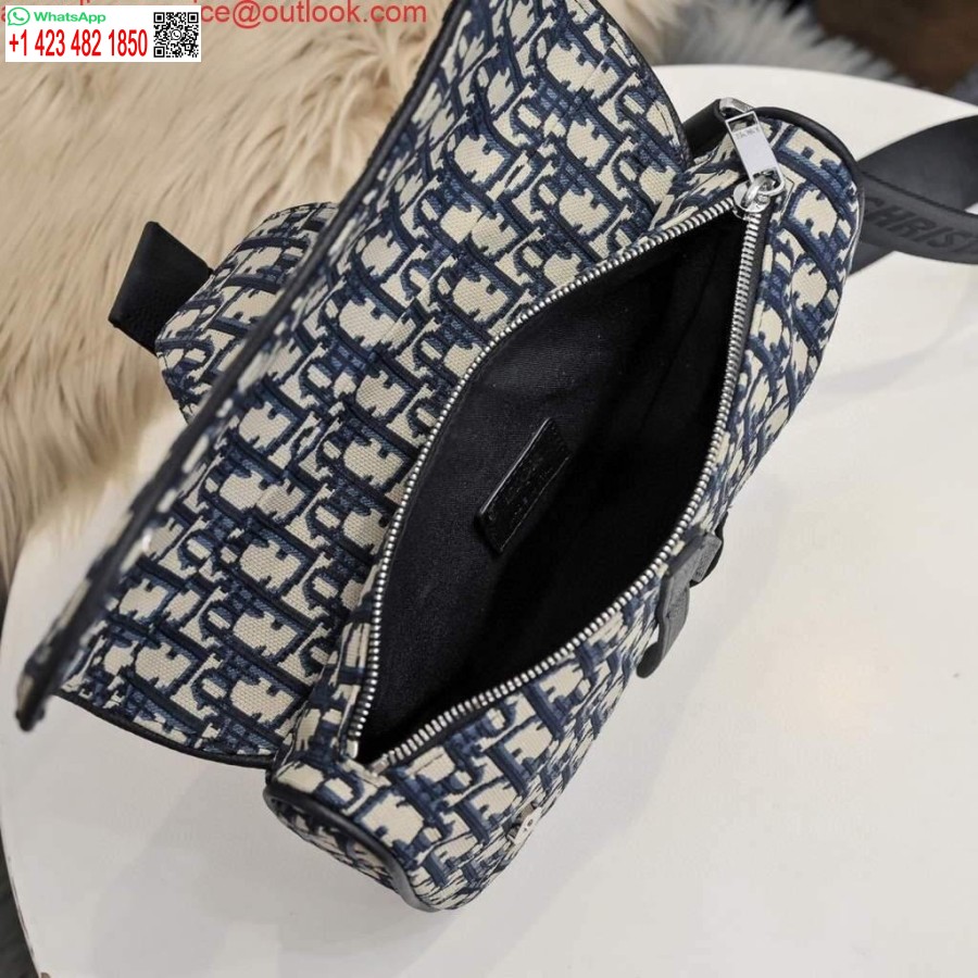Réplica Dior 1adpo093 Bolso De Hombre Dior Oblique Jacquard Azul Marino