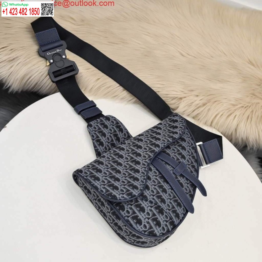 Replica Dior 1adpo093 Borsa Da Uomo Da Sella Dior Oblique Jacquard Blu