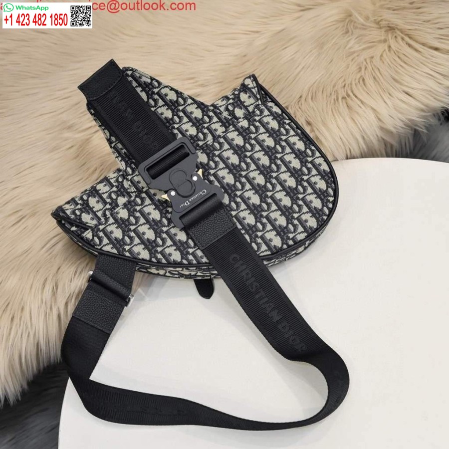 Replica Dior 1adpo093 Saa Barbati Geanta Dior Oblic Jacquard Negru Cu Bej