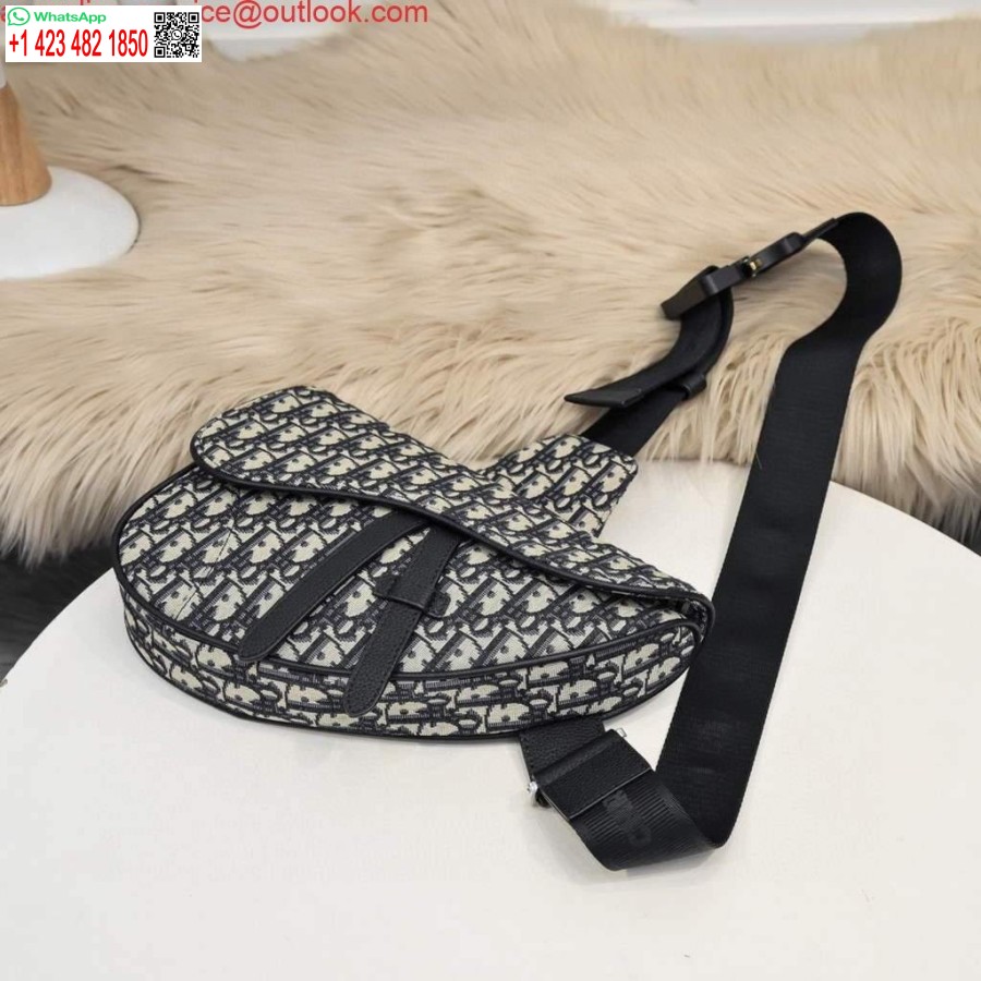 Replica Dior 1adpo093 Saa Barbati Geanta Dior Oblic Jacquard Negru Cu Bej