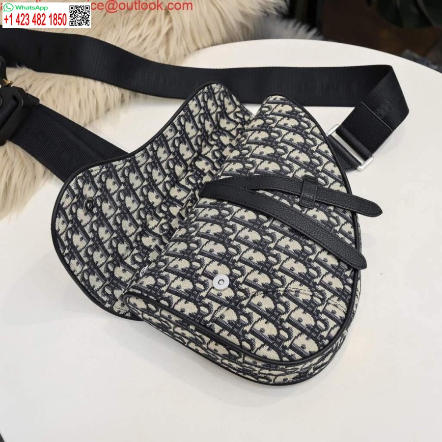 Replica Dior 1adpo093 Saa Barbati Geanta Dior Oblic Jacquard Negru Cu Bej