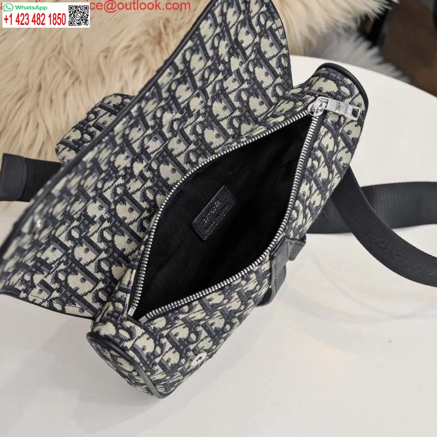 Replica Dior 1adpo093 Saa Barbati Geanta Dior Oblic Jacquard Negru Cu Bej