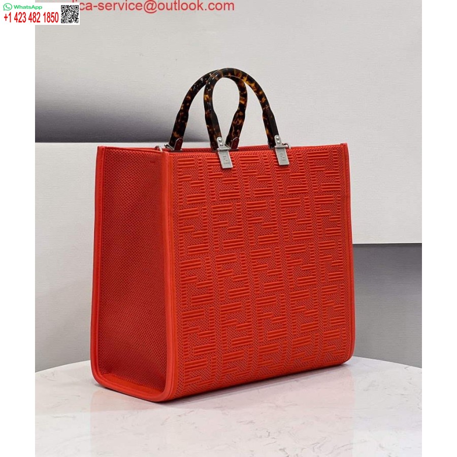 Replica Fendi 8bh386 Borsa Tote Media Fendi Sunshine 8258 Rosso Arancione