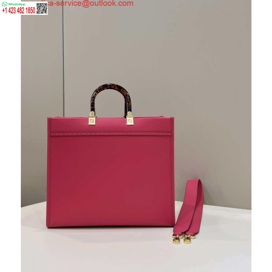 Replica Fendi 8bh386 Borsa Sunshine Media Rosa Shopper In Pelle Rossa 8266s