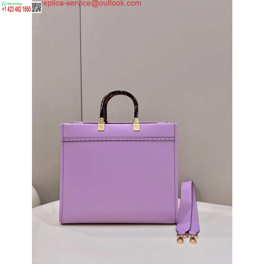 Replica Fendi 8bh386 Sunshine Borsa Media Shopper In Pelle Viola 8266s