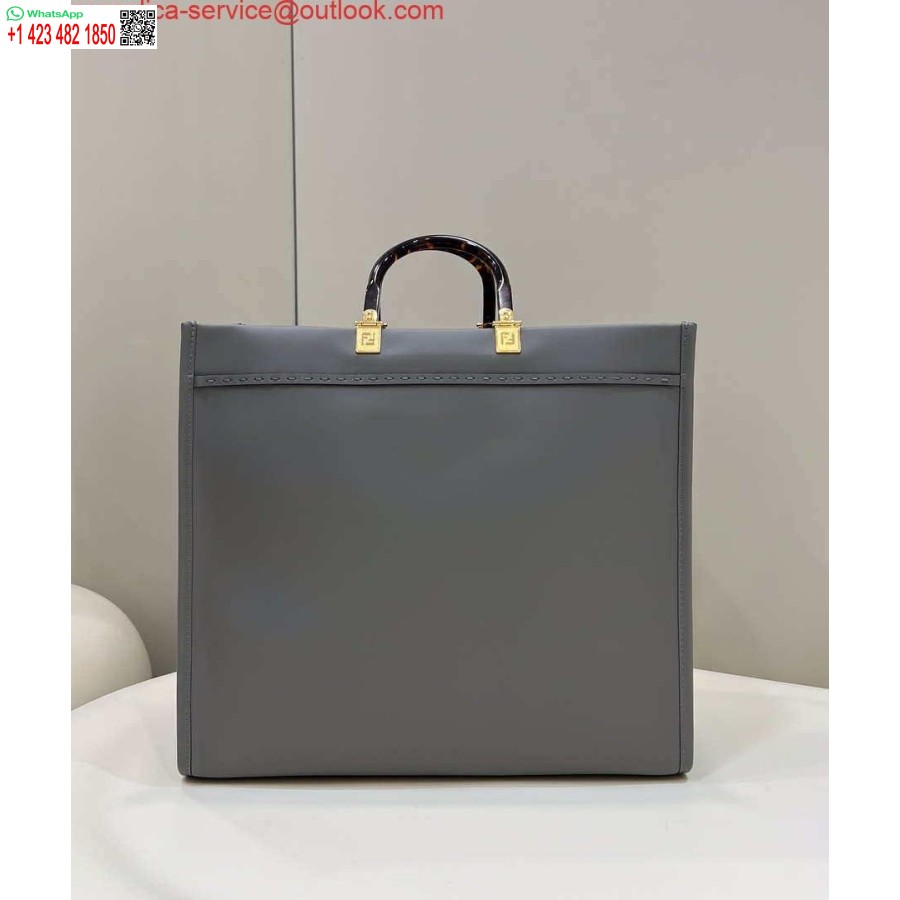 Replica Fendi 8bh386 Sunshine Borsa Media Borsa Shopper In Pelle Grigia 8266s