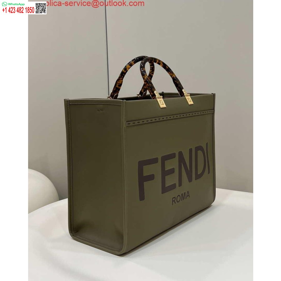 Replica Fendi 8bh386 Sunshine Borsa Media 8266s Shopper In Pelle Verde